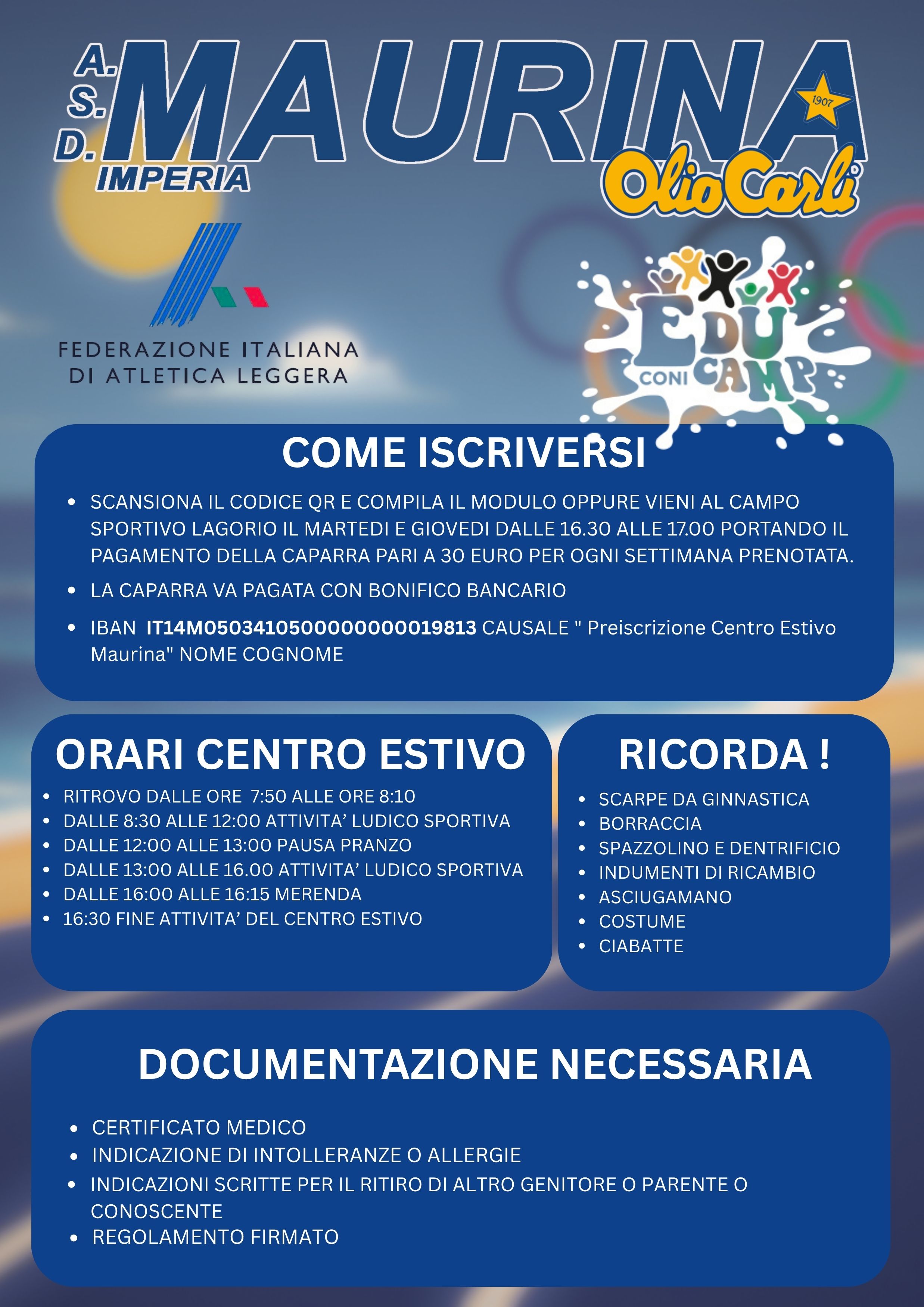 INDICAZIONI CENTRO ESTIVO