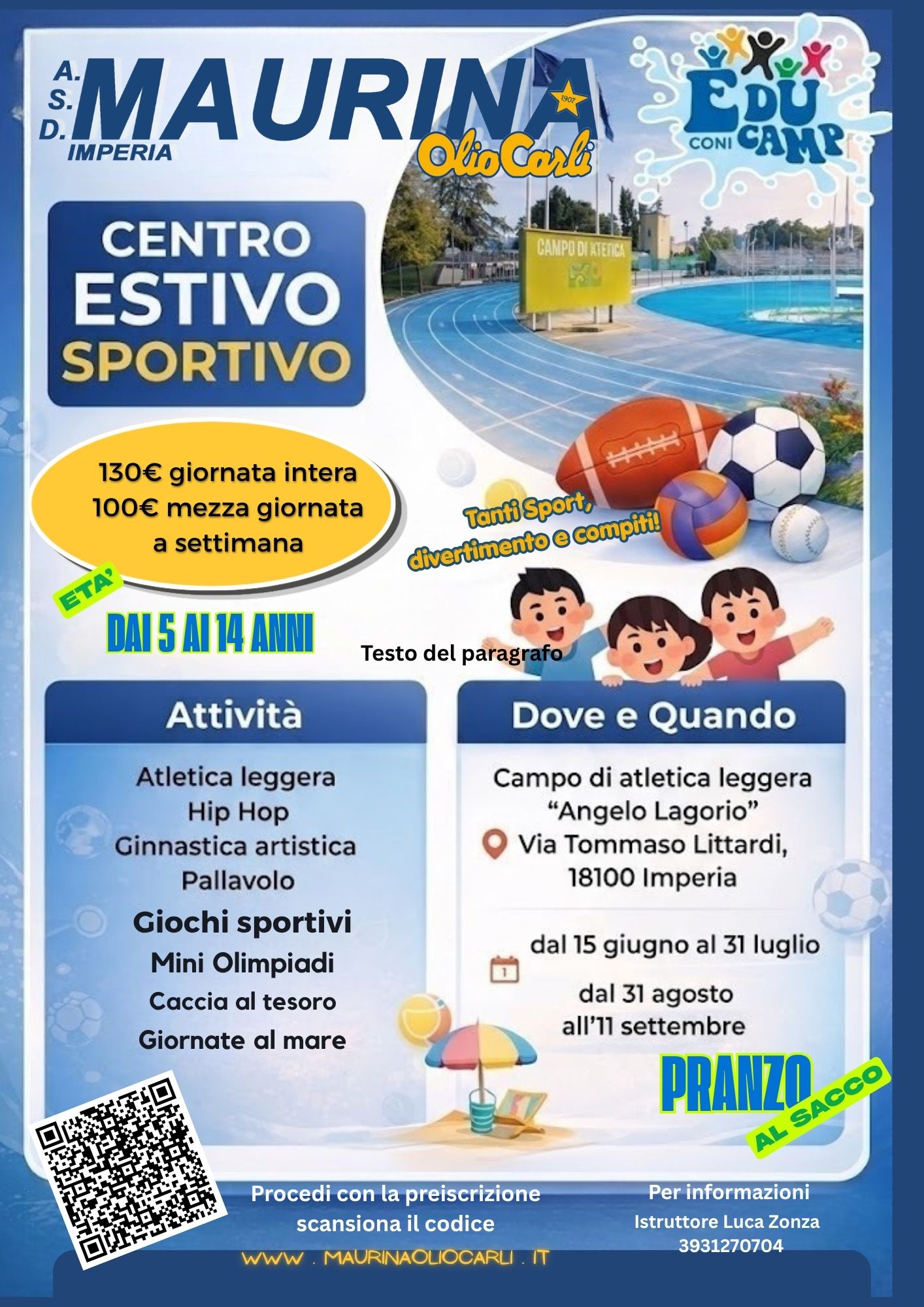 Centro Estivo 2026 ASD MAURINA IMPERIA