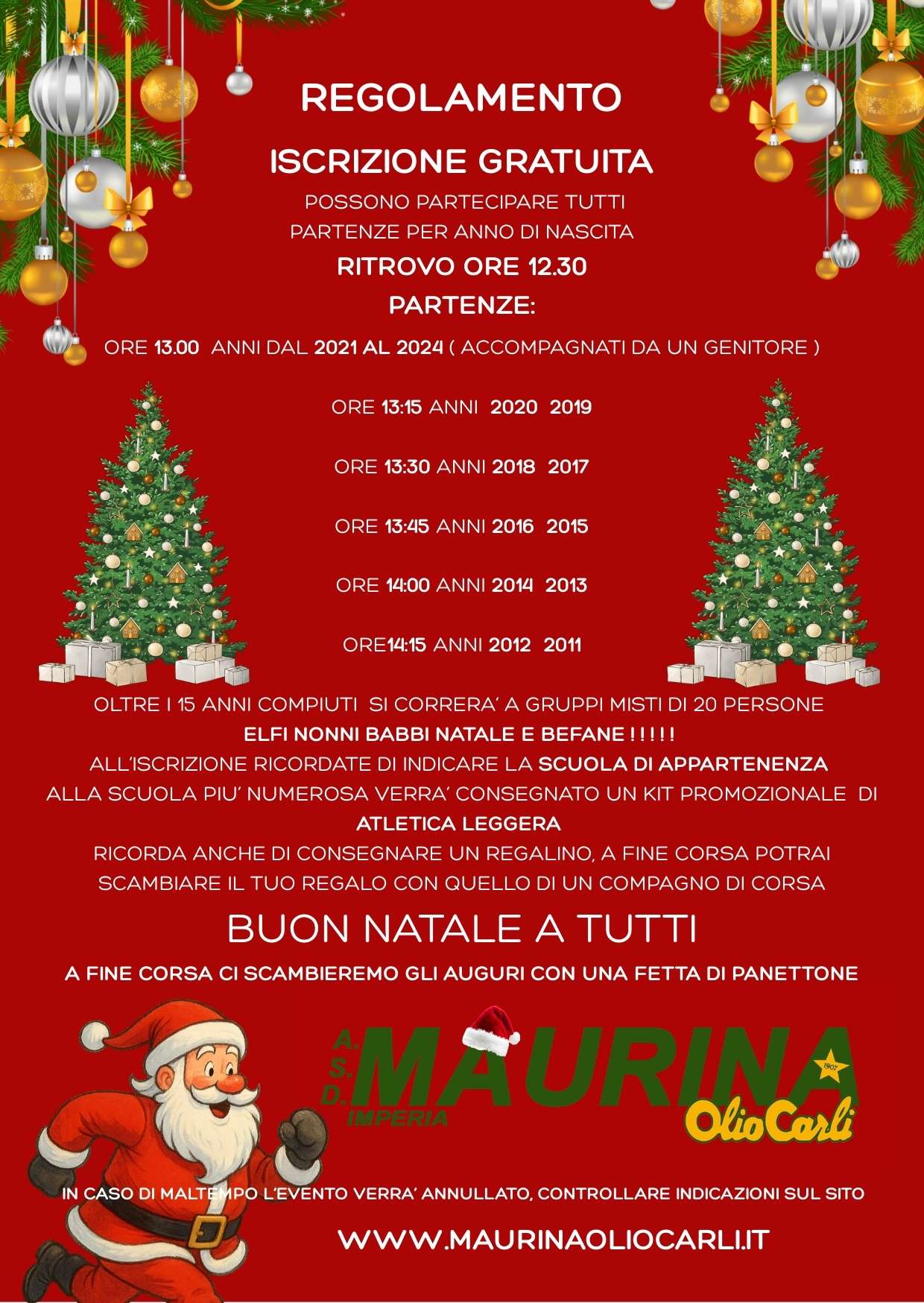 regolamento corsa di babbo natale